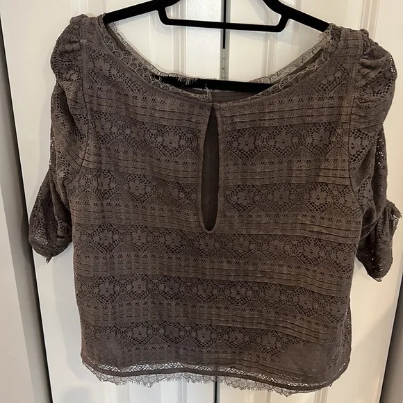 Joie Grey two layer lace top - Picture 6 of 9